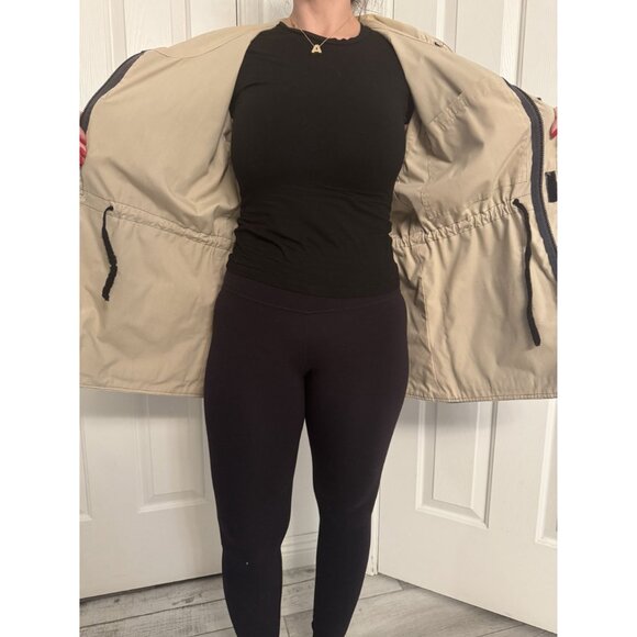 Vintage Altra Womens Hooded Jacket Small Teal & Beige Adjustable Waist & Cuffs - Picture 8 of 8